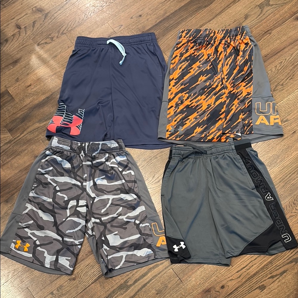 Under Armour Blue and Orange Athletic Shorts Lightweight Elastic Waist